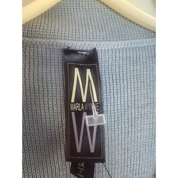 NWOT Marla Wynne Blue Grey Cotton Duster Length Open Cardigan Sweater size 3X - Picture 4 of 11